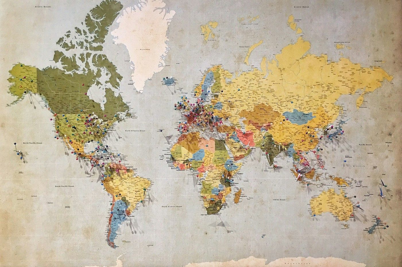 Map of Europe with markers